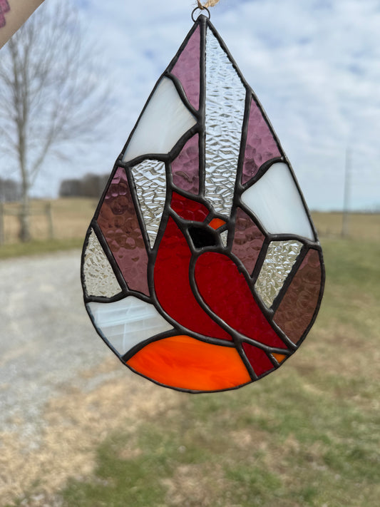 Purple Rays Cardinal From Heaven Stained Glass Suncatcher