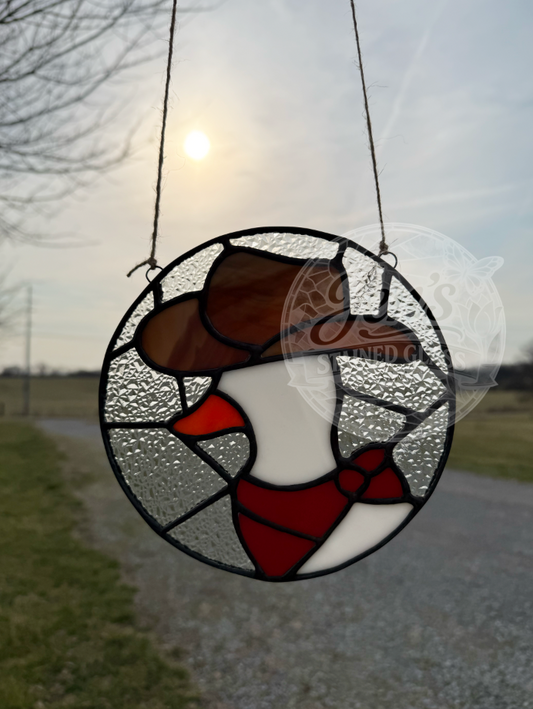 Round Cowboy Duck Stained Glass Western Bandana Themed