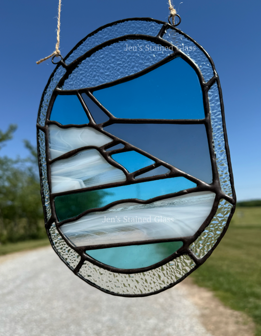 Stained Glass Aviation Artwork Airplane Wing Suncatcher