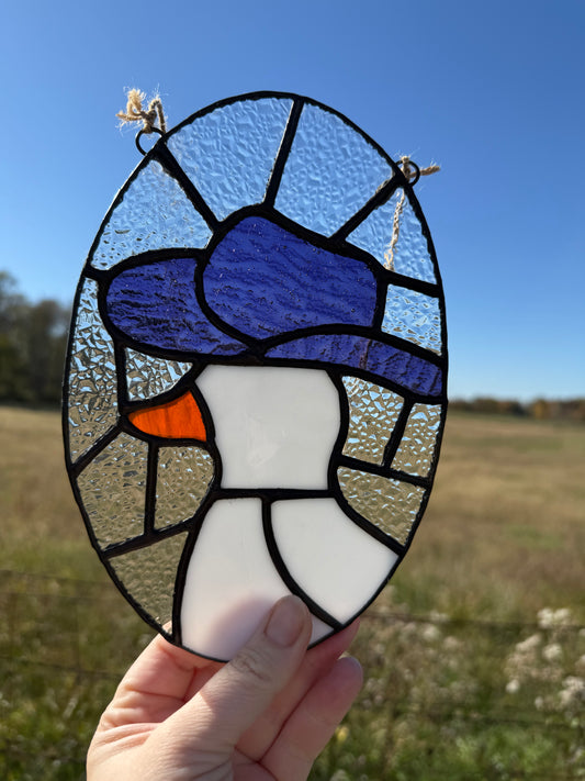 Purple Cowboy Hat Silly Goose Western Stained Glass Artwork