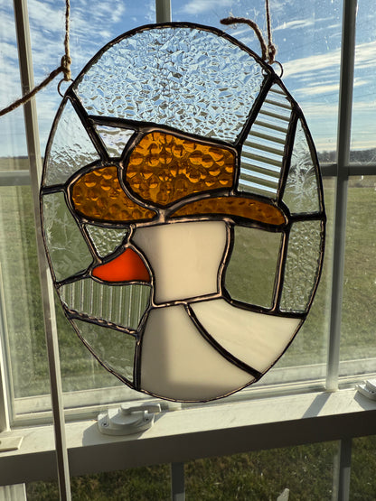 Golden Brown Cowboy Hat Silly Goose Stained Glass Suncatcher