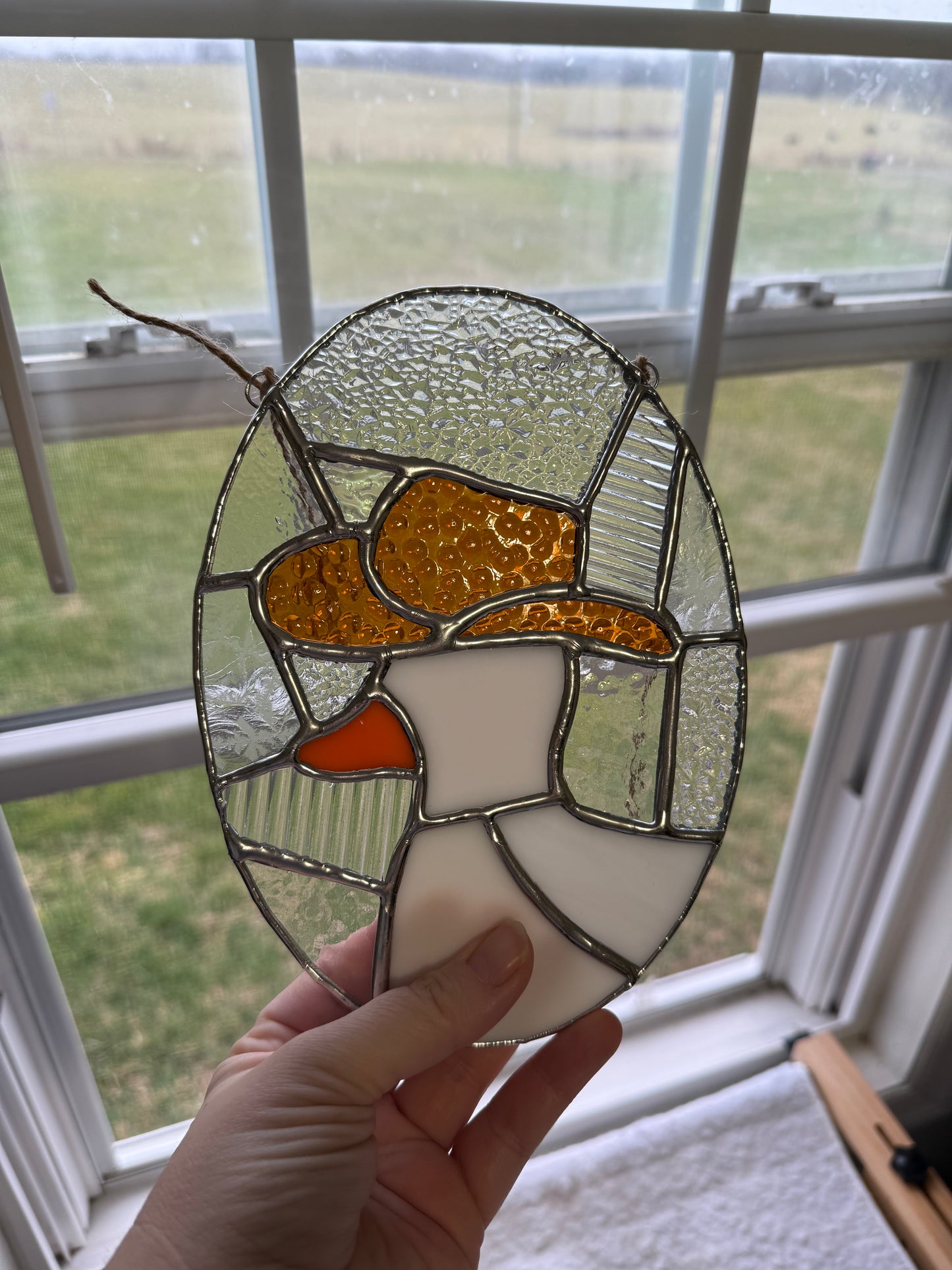 Golden Brown Cowboy Hat Silly Goose Stained Glass Suncatcher