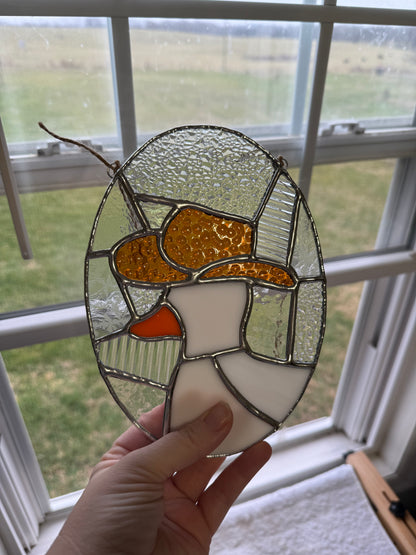 Golden Brown Cowboy Hat Silly Goose Stained Glass Suncatcher