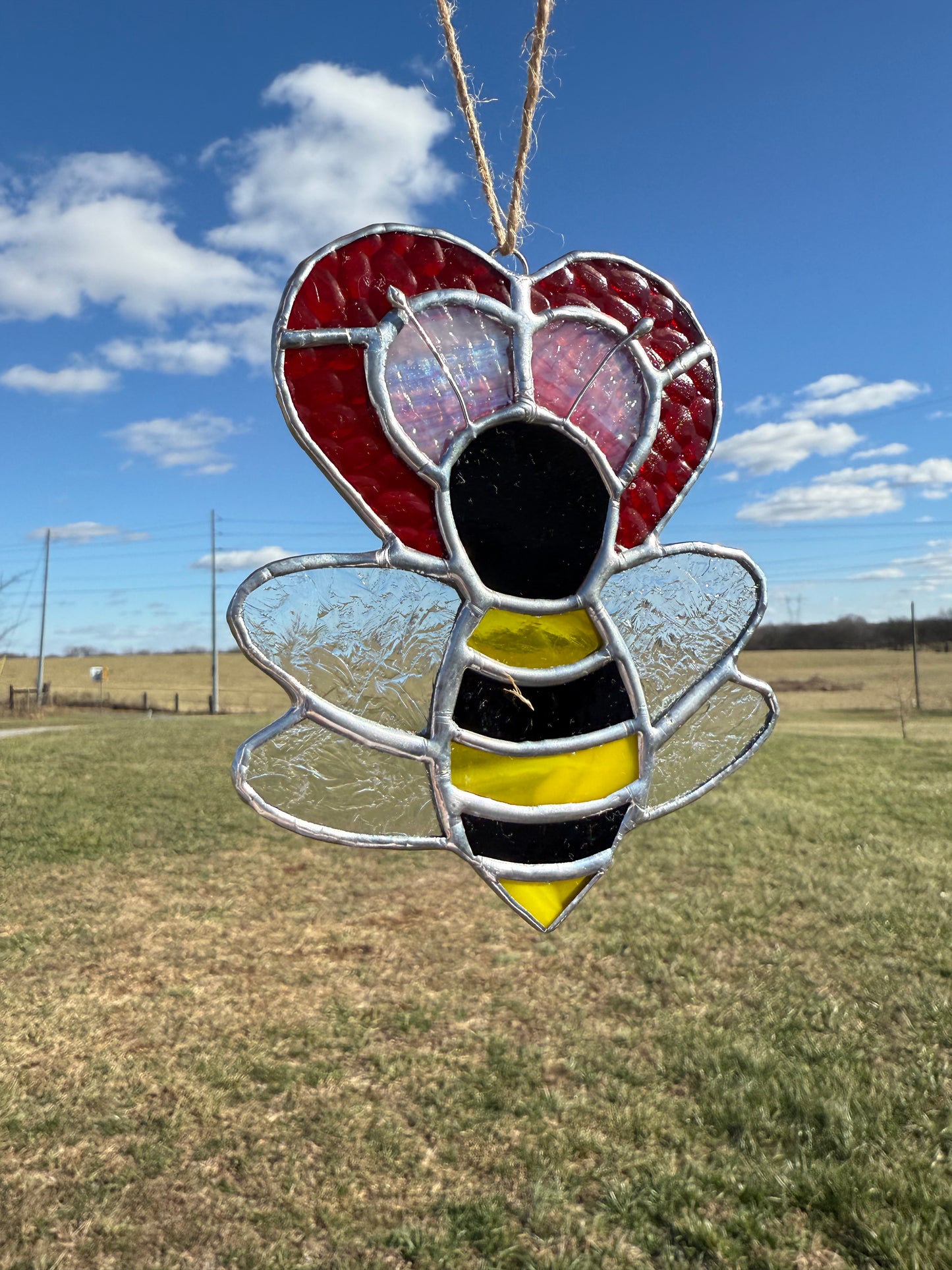 Bee Mine Valentine Stained Glass Suncatcher
