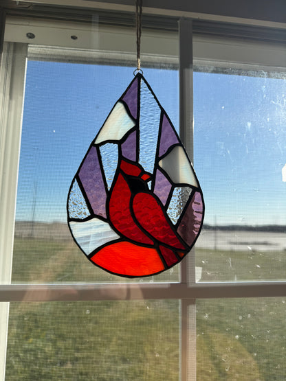 Purple Rays Cardinal From Heaven Stained Glass Suncatcher