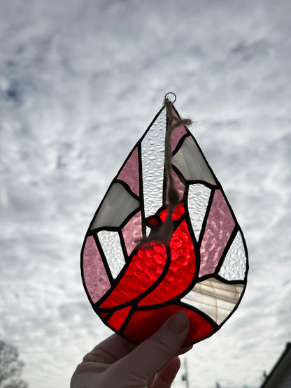 Purple Rays Cardinal From Heaven Stained Glass Suncatcher