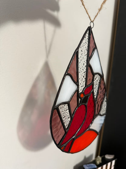 Purple Rays Cardinal From Heaven Stained Glass Suncatcher