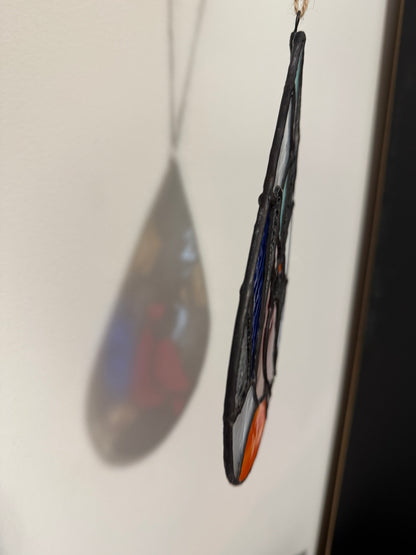 Shades of Blue Cardinal From Heaven Stained Glass Suncatcher