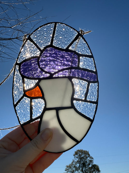 Purple Cowboy Hat Silly Goose Western Stained Glass Artwork