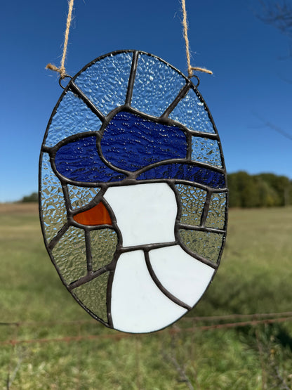 Purple Cowboy Hat Silly Goose Western Stained Glass Artwork