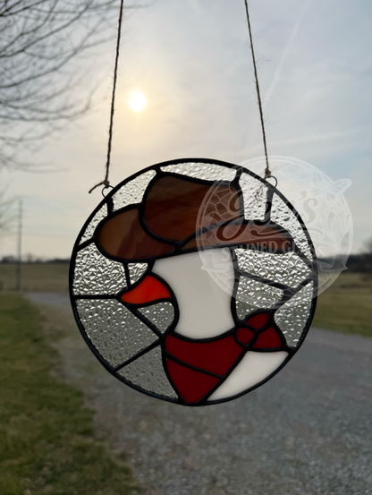 Round Cowboy Duck Stained Glass Western Bandana Themed
