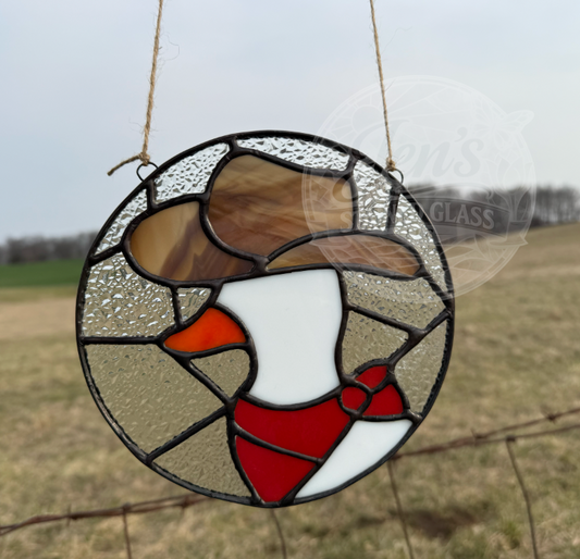 Round Cowboy Duck Stained Glass Western Bandana Themed