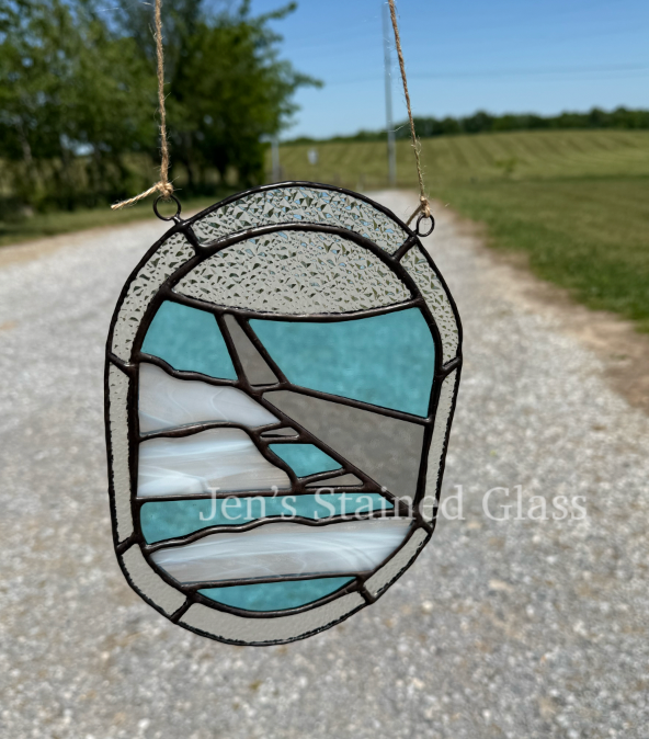 Stained Glass Airplane Wing Suncatcher Aviation Artwork