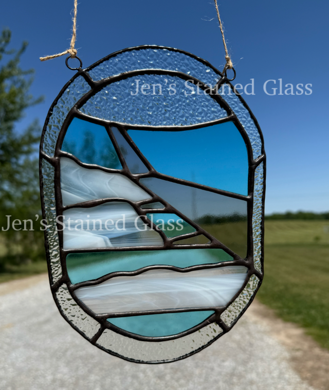 Stained Glass Airplane Wing Suncatcher Aviation Artwork
