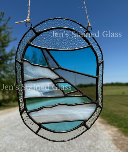 Stained Glass Airplane Wing Suncatcher Aviation Artwork