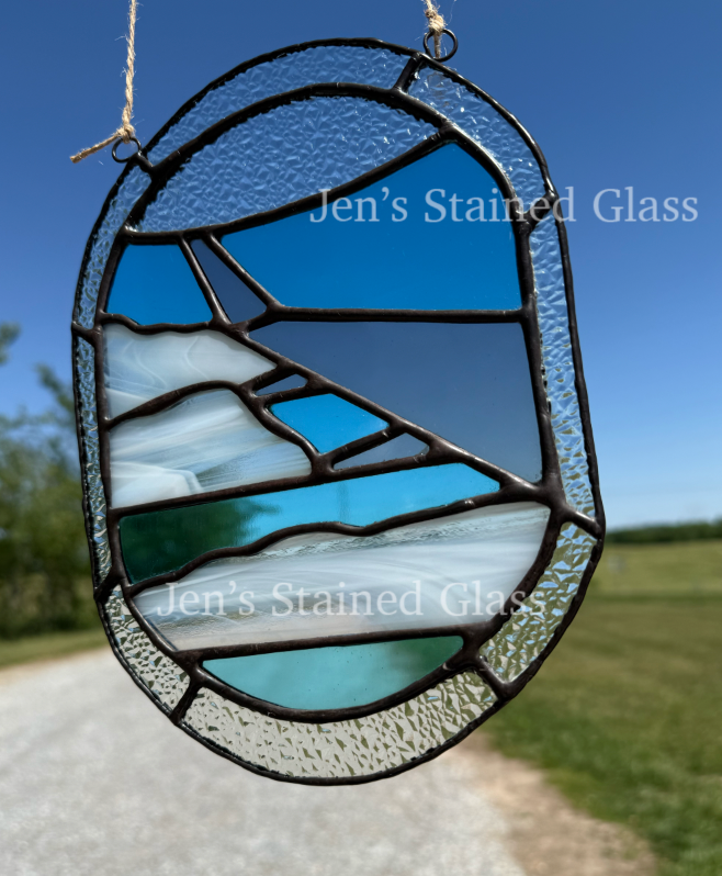 Stained Glass Airplane Wing Suncatcher Aviation Artwork