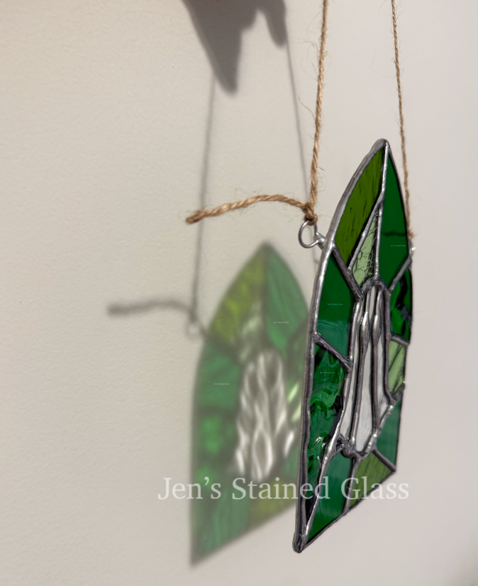 Emerald Apparition Shades of Green Ghost Window Stained Glass Artwork
