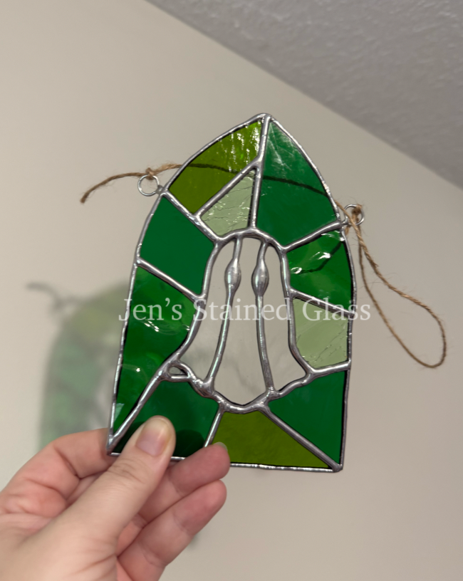 Emerald Apparition Shades of Green Ghost Window Stained Glass Artwork