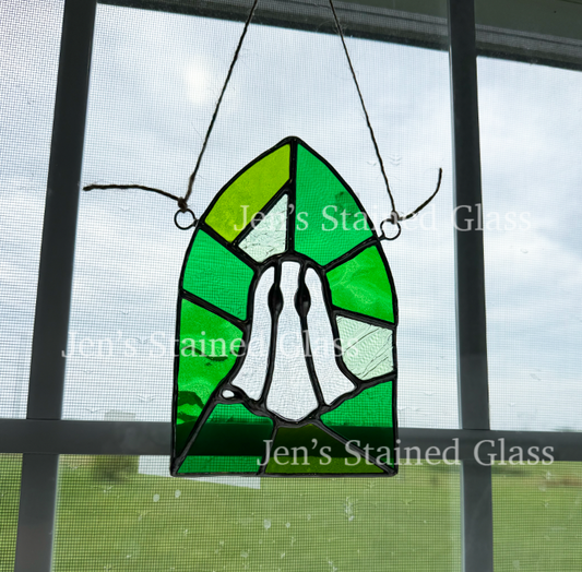 Emerald Apparition Shades of Green Ghost Window Stained Glass Artwork