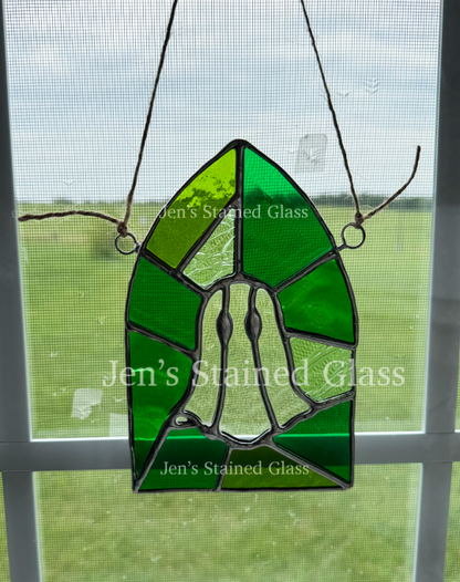 Emerald Apparition Shades of Green Ghost Window Stained Glass Artwork