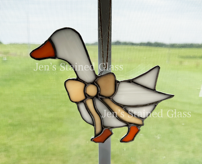 Mini Country Kitchen Goose With Soft Pink Ribbon