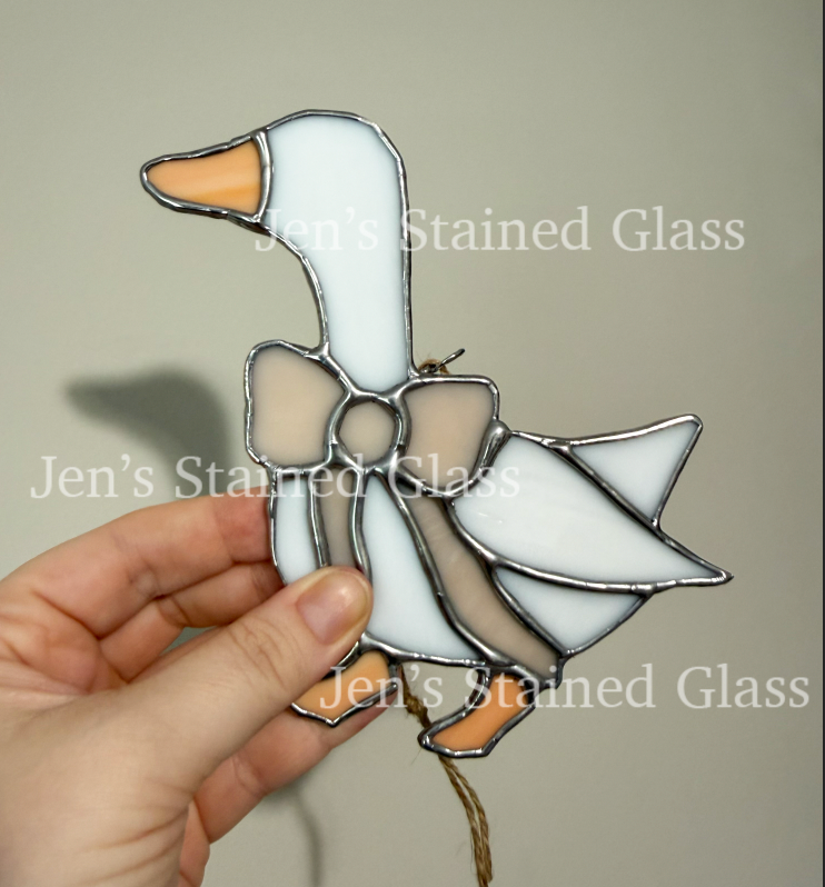 Mini Country Kitchen Goose With Soft Pink Ribbon