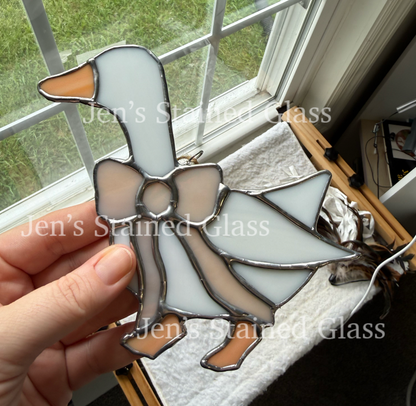 Mini Country Kitchen Goose With Soft Pink Ribbon