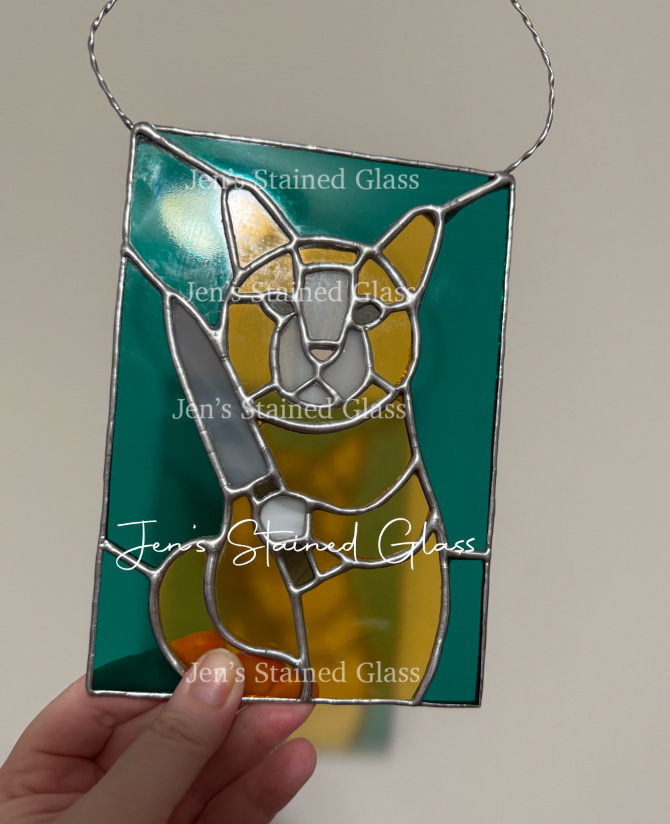Psycho Kitty Stained Glass Artwork