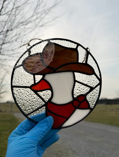 Round Cowboy Duck Stained Glass Western Bandana Themed
