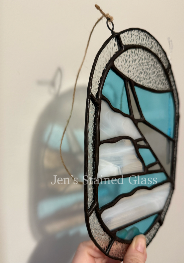 Stained Glass Aviation Artwork Airplane Wing Suncatcher
