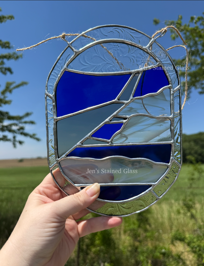 Stained Glass Aviation Artwork Airplane Wing Suncatcher