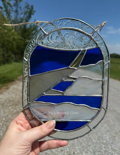 Stained Glass Aviation Artwork Airplane Wing Suncatcher