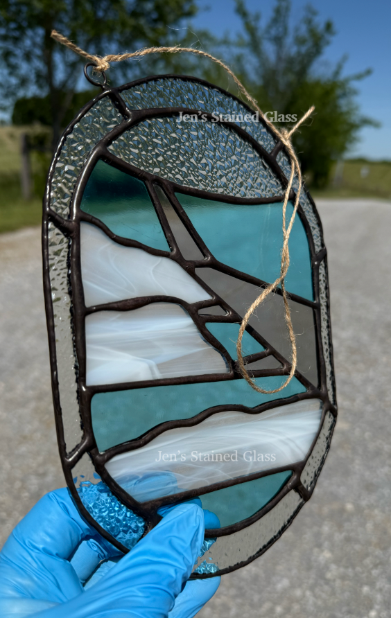 Stained Glass Aviation Artwork Airplane Wing Suncatcher
