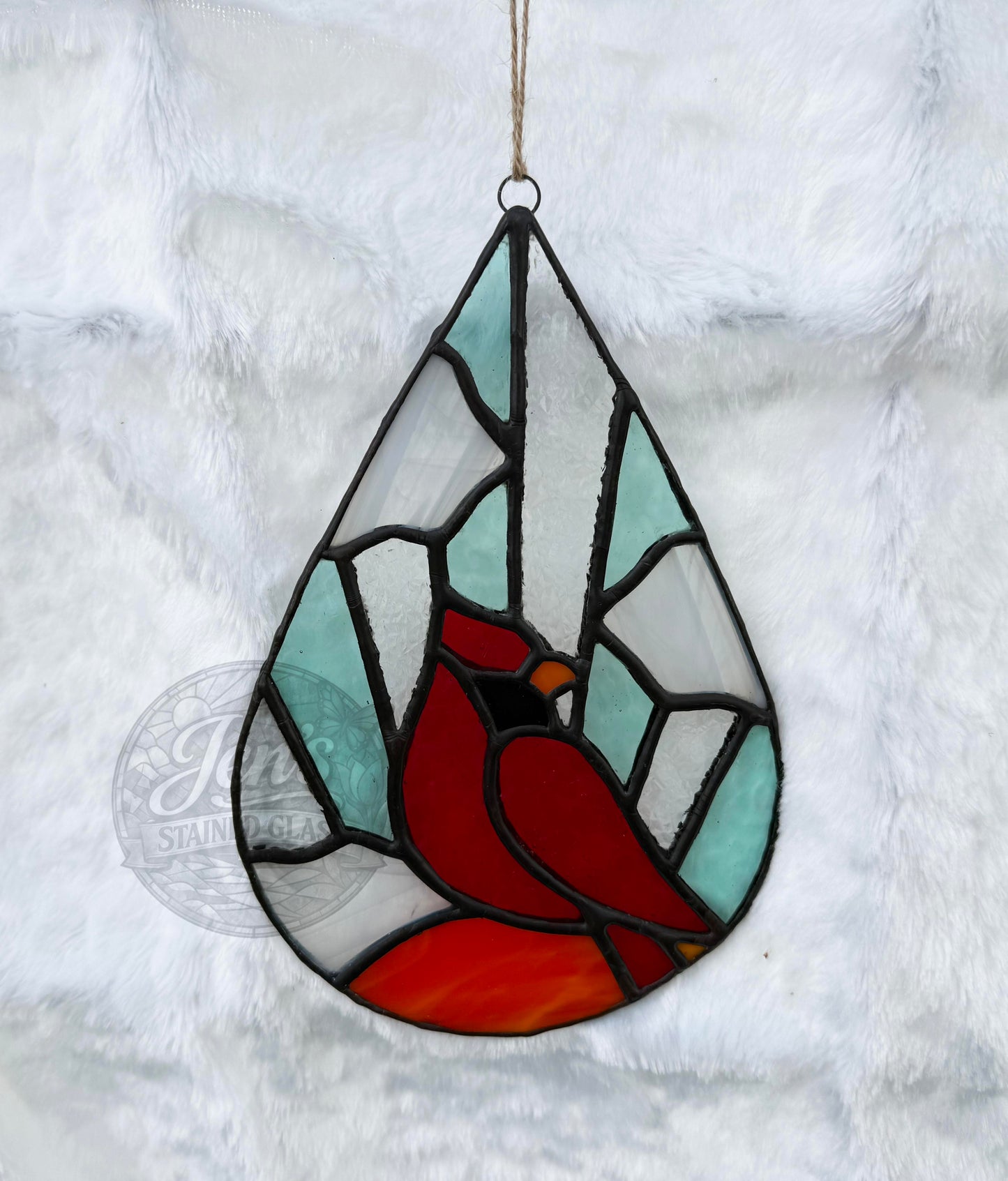 Light Blue Cardinal From Heaven Stained Glass Ligthcatcher