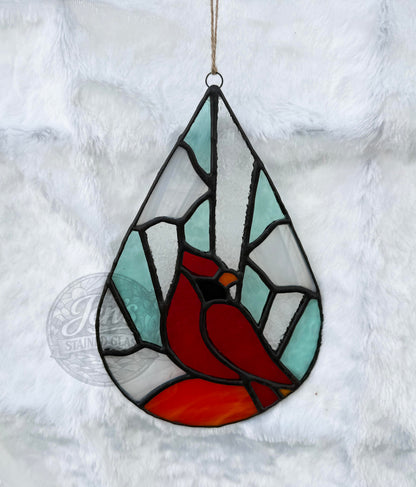 Light Blue Cardinal From Heaven Stained Glass Ligthcatcher