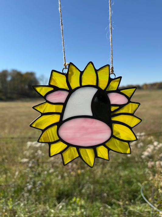 cow stained glass sun catcher