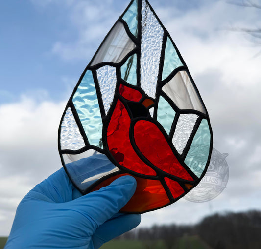 Light Blue Cardinal From Heaven Stained Glass Ligthcatcher